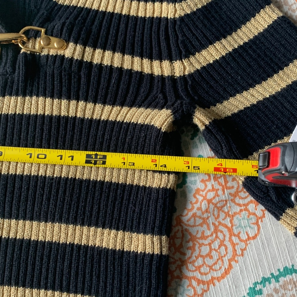 Ralph Lauren Black Label Ribbed Cotton Sweater with Gold Metallic Threads M - Picture 5 of 15